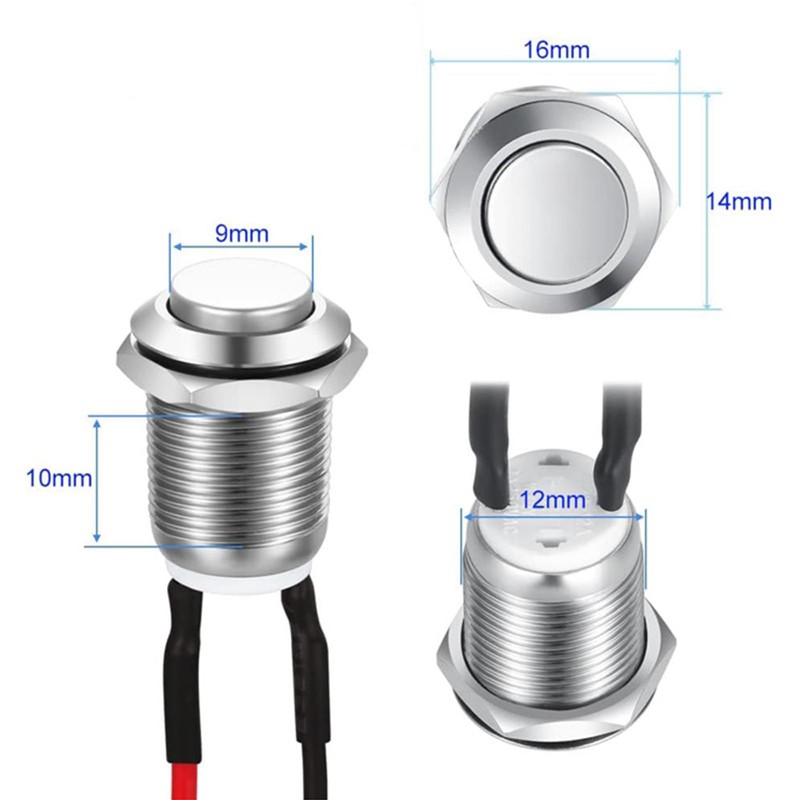 5 Pieces Brass Nickel-Plated Button On Off 12 mm 2