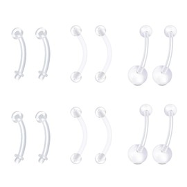 VCMART 14G Clear Belly Button Ring Spacer Plastic Belly Button Piercing Acrylic Belly Rings for Women Bioflex Belly Button Rings Piercing Retainer for Sports Work Surgery Pregnancy 10/12/14MM