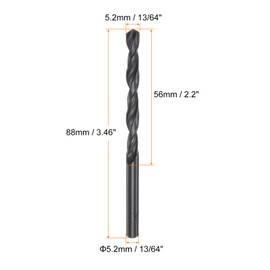 HARFINGTON 10pcs Jobber Drill Bits 5.2mm (13/64") Nitride Coated High Speed Steel (HSS) 4241 Twist Drill Bits for Stainless Steel Copper Aluminum Alloy Metal Wood Plastic, Black