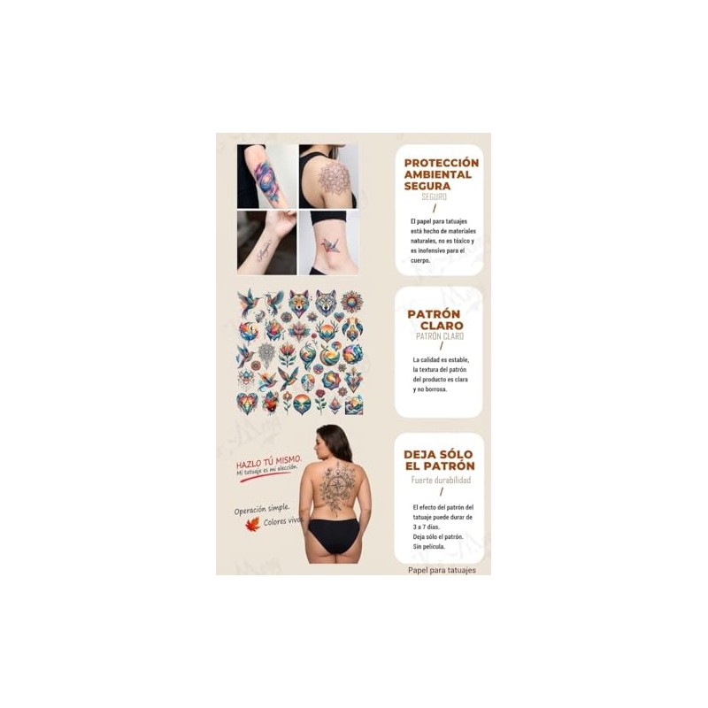 Papel para Tatuajes Temporales Láser A+B 5 Sets Carta Hojas