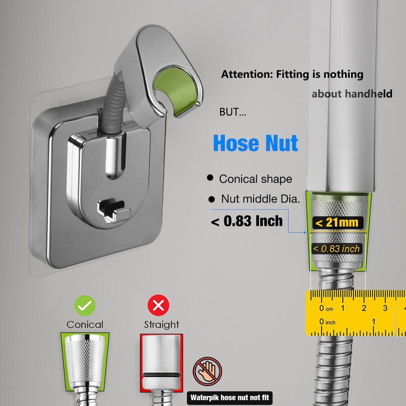 Handheld Shower Head Holder - 360 Swivel Adjustable - Large
