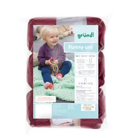 Gründl Wool for Knitting and Crocheting Knitting Set Funny Plain Velvety Chenille Yarn 3 x 100 g + Needles 5-6 + Instructions for a Baby Blanket, Bordeaux