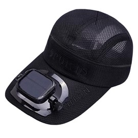 Baseball Cap Built in Fan Solar+USB Dual Power Supply Mens Womens Fan Hat Adjustable Wind Speed and Direction, 24 Hours Cooling, Great for Golf, Fishing, Travelling,Black,One Size
