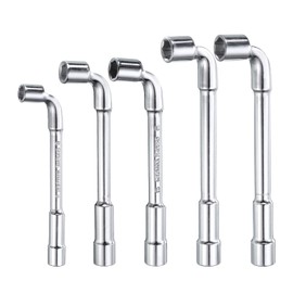 sourcing map 5pcs L Shaped Angled Hex Socket Wrench 8/9/10/11/12mm High Carbon Steel Double Ended Metric 6 Point Tubular Socket Spanner for General Repairing, Pipeline, Bicycle Car Maintenance