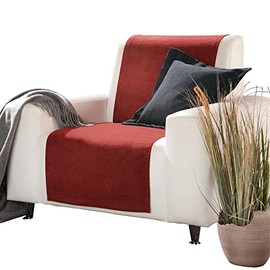 Erwin Müller Armchair and Sofa Protector Chenille Jacquard Red/Black Size 150 x 200 cm