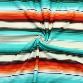 David Angie Colorful Ethnic Stripe Printed Double Brushed Polyester Fabric Soft Smooth 4 Way Stretch Knit Fabric by The Yard for Dress Sewing (A)