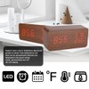 Wooden Alarm Clock LED Voice Control Desk Rectangular Brown Wood