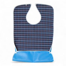 AKORD Waterproof Adult Mealtime Bib Protector Elderly Disability Aid Apron Food Catcher, Blue