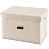 HONGKERNE Storage Box Bin, Linen Fabric, Foldable Storage Organizer with