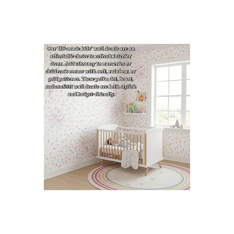 300PCS Confetti Wall Decals, Removable Peel and Stick Sprinkle Wall