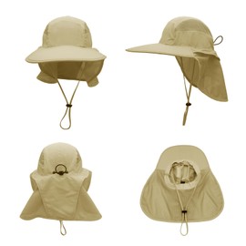 Mens Sun Hat Wide Brim Fishing Hat with Neck Flap for Women UPF 50+UV Protection Bucket Hat for Safari Beach Hiking Garden Khaki