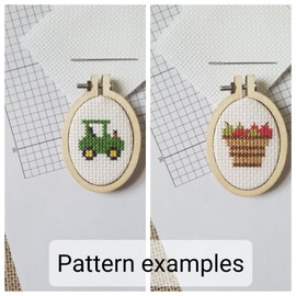 Counted Cross Stitch Tractor and Apple Basket Minis 2 Patterns