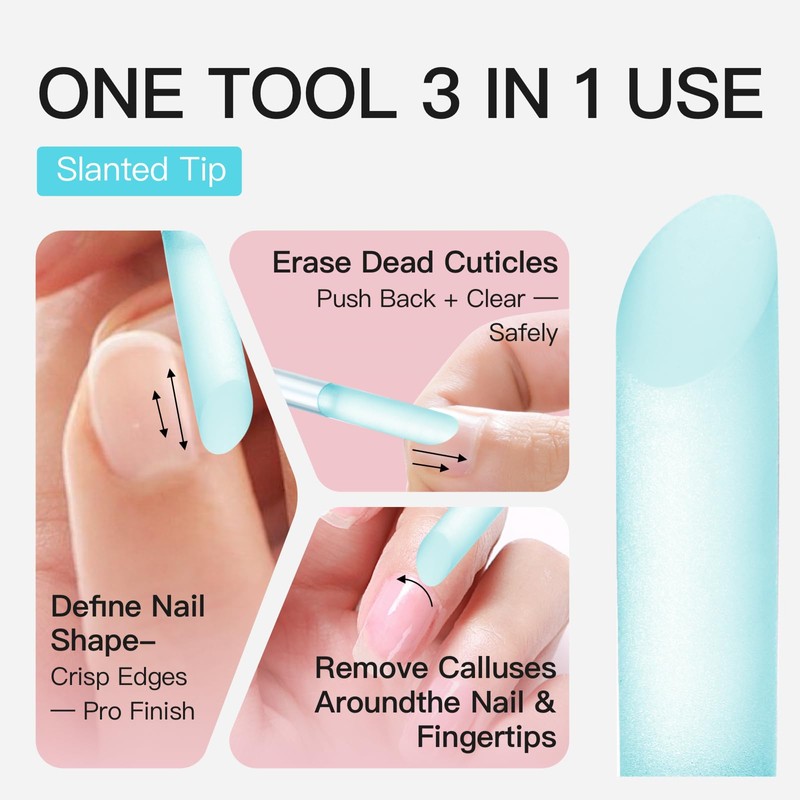 Curvlife 2-Pack Glass Cuticle Pushers with Leather Cases, Crystal Nail