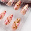 LBPEPAMZ 24Pcs Flower Press on Nails Short Medium Almond Fake