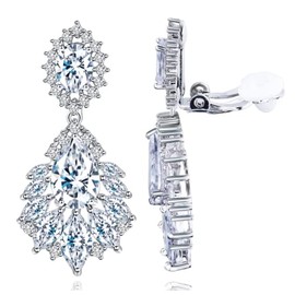 J's Select Women's Cubic Zirconia Earrings Accessories for Weddings, Bridals, Parties, Events, Silver Cubic Zirconia