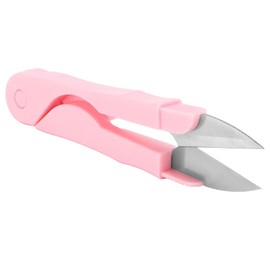 Zerodis U Sewing Scissors Clippers, Stainless Steel Thread Yarn Sewing Scissors Mini Portable Thread Scissors with Lid for Household Sewing Stitch (Pink)