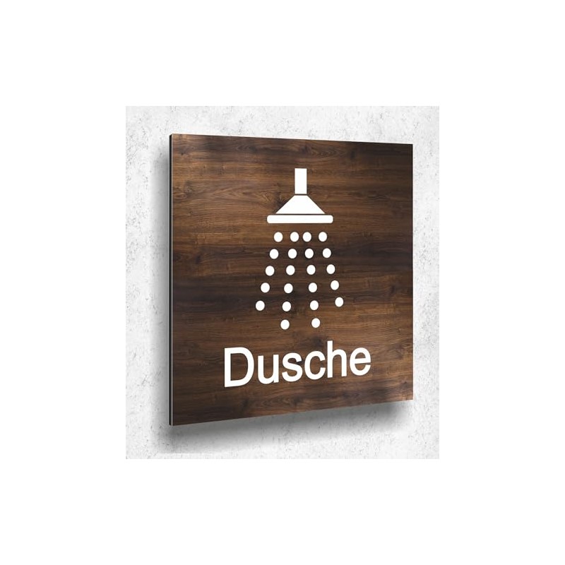 Türschild Dusche Holz optik Eiche Dunkel Damen Herren Holz UV