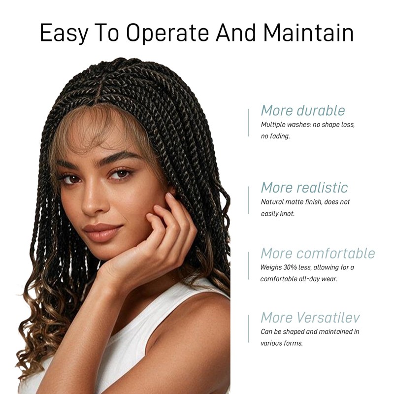 Full Lace Twist Braided Wig with Curly Ends for Black