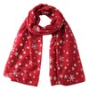 GFM® Christmas Snowflakes Foil Print Scarf - Red - (AT)(SNFLK-03-VLL)