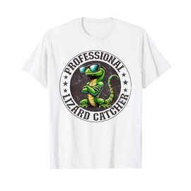 Professional Lizard Catcher Funny Retro Gecko Lizard Hunter T-Shirt
