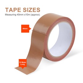 JUNART 2 Roll Duct Tape Waterproof, 4cm x 10m Brown High-adhesion Gaffer Tape Heavy Duty for Pipe Sealing, Roof Repair, Tent Waterproofing, etc