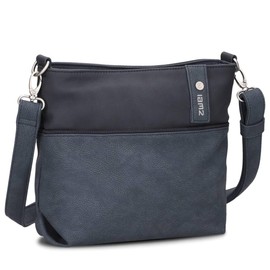 Zwei Jana J8 Women's Crossbody Bag 3 Litre Bi-Colour Canvas Style Handbag Soft Faux Leather Ideal for Everyday Use Includes 2 Removable Shoulder Straps Short & Long, Nubuck ink