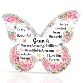 SDOFY Gran Gifts Best Gran Birthday Gifts Gran Mothers Day Christmas Gifts Beautiful Butterfly Acrylic Plaque Gifts from Grandchildren-To my Beautiful Gran