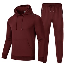 Rdruko Men's Track Suits 2 Piece Hoodie and Sweatpants Set for Men Jogger Workout Athletic Sweatsuit Tracksuits(Burgundy, US XXL)