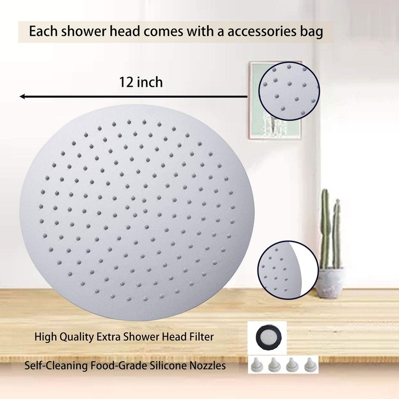 8 Inch Stainless Steel Rain Shower Head Ultrathin 75 Nozzles