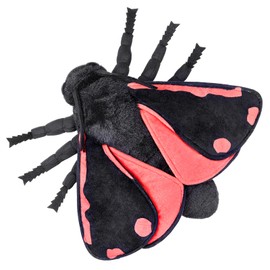 FRANKIEZHOU Simulation Cinnabar Moth Stuffed Animal-Black 9.8",Lifelike Moth Plush Toy, Moth Toy, Cute Toy for Boy,Gifts for Kids,Home Decor,Hugging Toy