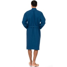 TowelSelections Men’s Waffle Bathrobe Lightweight Spa Kimono Bath Robe Large-X-Large Federal Blue