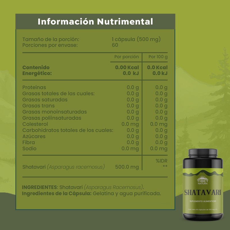 TIBET NATURA - Shatavari - 60 Cápsulas 500 mg c/u