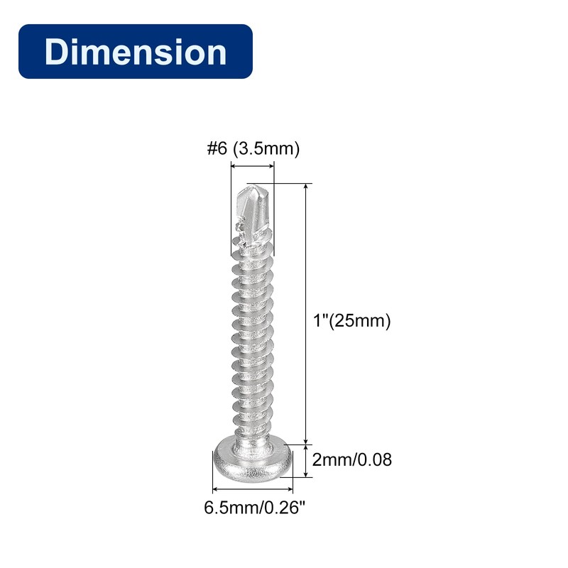 sourcing map #6-1" Self Drilling Screws, 120pcs 410 Stainless Steel