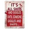 PXIYOU It's All Shits and Giggles Until Someone Giggles and Shits Funny Metal Tin Sign Vintage Bath Bathroom Laundry Room Decor Wall Signs 8X12Inch