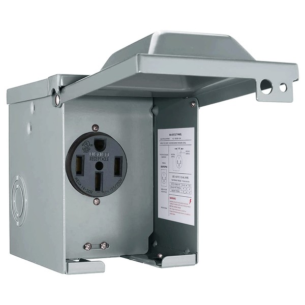 50 Amp 125/250 Volt RV Power Outlet Box, Enclosed Lockable