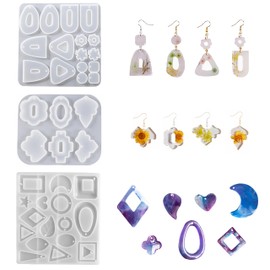 3 PC Jewelry Resin Silicone Molds for Jewelry Earrings Epoxy Resin Molds for Key Chains Pendants Gift Making DIY Craft