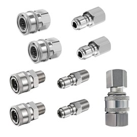 FKKWUOT 3/8 Quick Connect Fittings,Pressure Washer Quick Connect Kit,Stainless Steel Adapter Set Female and Male Thread(4Pieces)