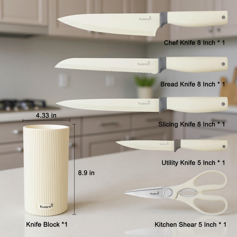 KUISINE Sharp Knife Set,High Carbon Stainless Steel Ergonomic Handle Knife