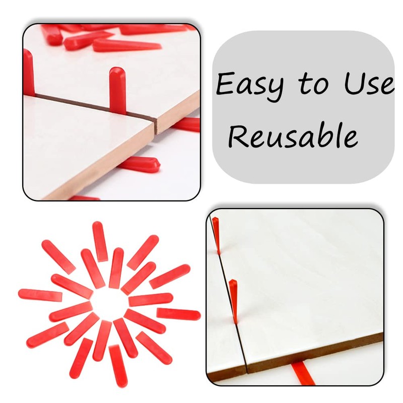 WUTUDMAI 200 Pcs Tile Spacers Clips Tile Spacers Reusable Tile
