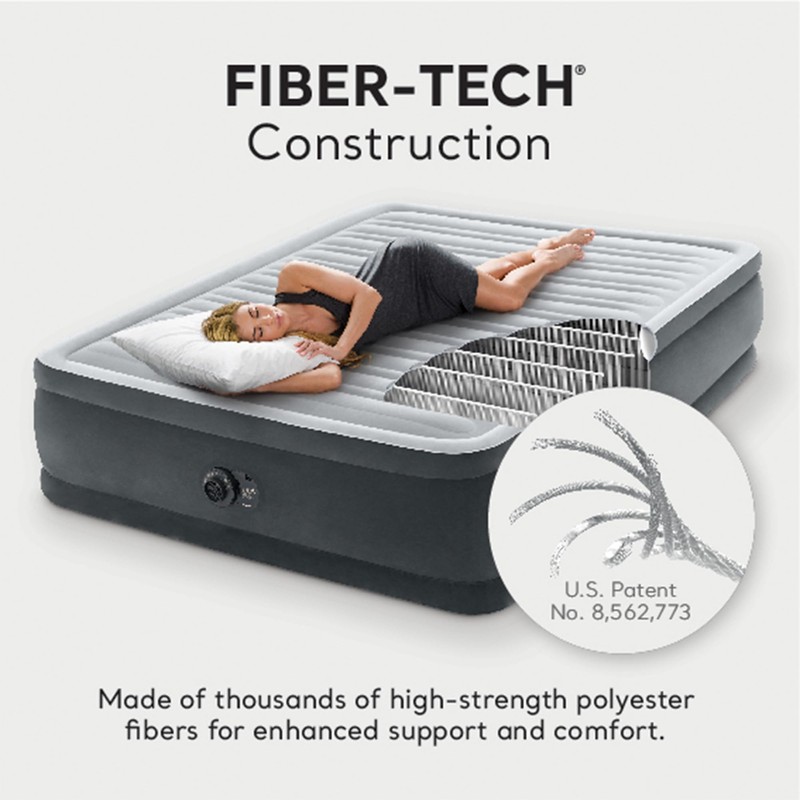 Intex Intex Dura-Beam Deluxe Comfort-Plush Elevated Air Mattress: Fiber-Tech –