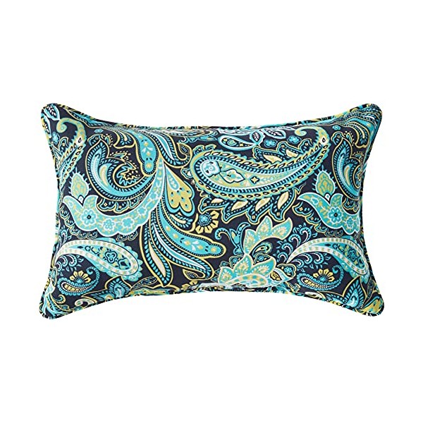 Pillow Perfect Outdoor/Indoor Pretty Paisley Navy Lumbar Pillows, 11.5" x 18.5", Blue, 2 Pack