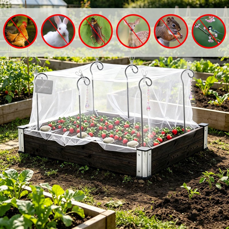 Reaeng Garden Netting Kit for Raised Beds, 10 x 13