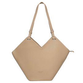 Woodland Leathers Women's Geometric Tote Bag - Faux Leather Black Handbag With Adjustable Straps, Stylish Large Handbags And Tote Bag With Zip, Ladies chic designer shoulder bag (Khaki)