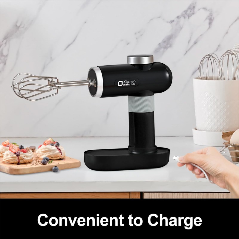 Kitchen in the box Cordless Rechargeable Hand Mixer for Kitchen,