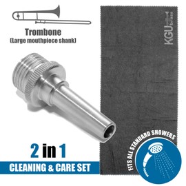 Cleaning kit 2 in 1 for trombones, bass-trombones, marching baritone horns, with large shank mouthpiece, safe and easy to use.