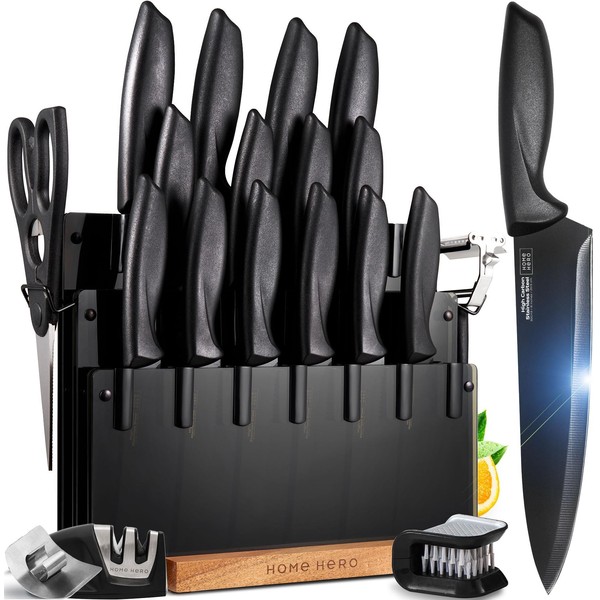 Home Hero Kitchen Knife Set with Sharpener - High Carbon
