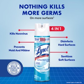 Lysol Disinfectant Spray, Household Essential Cleaning Supplies, Multi-Purpose Room Spray, Antibacterial Sanitizer Spray, Upholstery Deodorizer, Home and Bathroom, Crisp Linen,19 Fl Oz (Pack of 2)