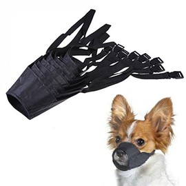Doggie Style Store Black Soft Nylon Dog Pet Puppy Muzzle 7 Sizes Adjustable Head Strap Prevent Chewing Biting Stop Barking Mask Mouth Cover Size 1
