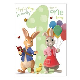Age 1 Birthday Card, Peter Rabbit Age 1 Birthday Card, 1st Birthday Card Peter Rabbit, Happy 1st Birthday Card
