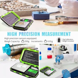 Fuzion Digital Pocket Scale, 200g x 0.01g Gram Scale, Mini Scale 6 Units Jewelry Scale with LCD Display, Tare Function, 50g Cal Weight